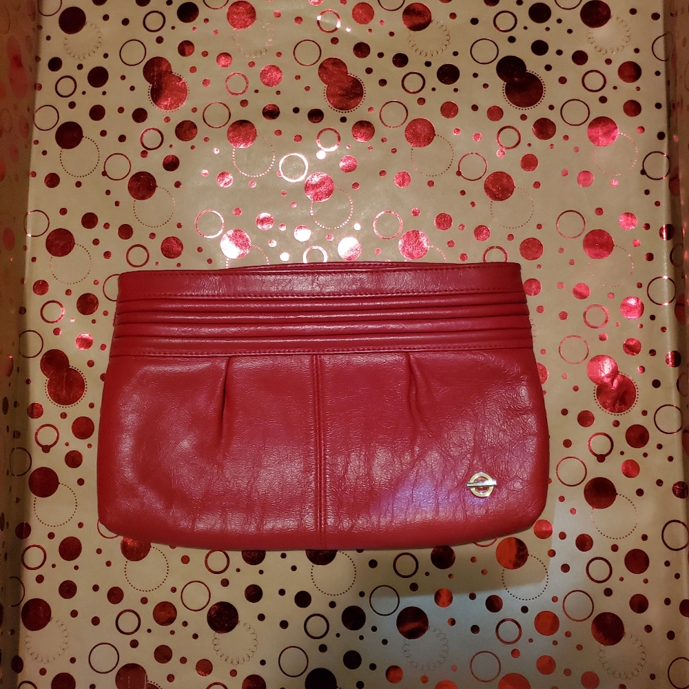 Red leather clutch purse